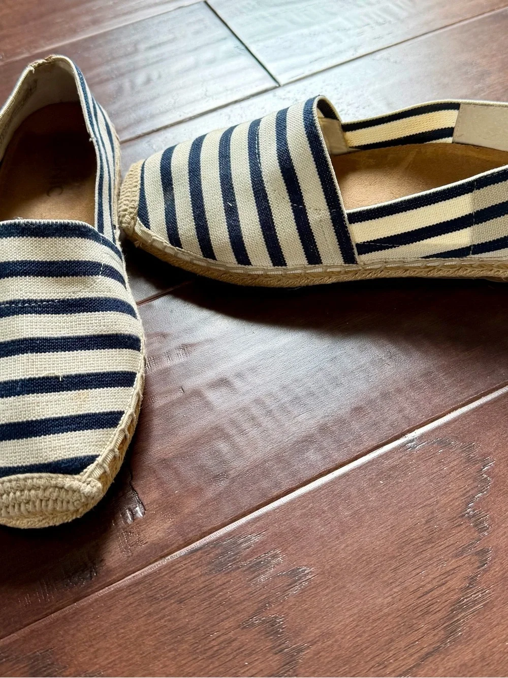 Vionic Navy and Cream Striped Slip-On Espadrilles